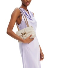 PINKO LOVE PUFF MINI Mini bolso bandolera en napa blanco seda-oro antiguo - Bolsos Mujer - 5