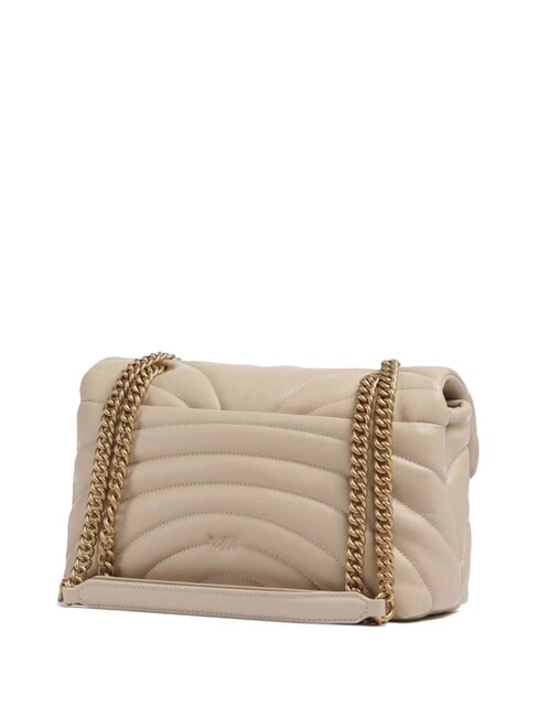 LOVE PUFF CLASSIC Bolso bandolera en piel de napa beige-gris ahumado-oro antiguo - Bolsos Mujer