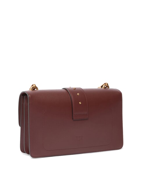 LOVE ONE CLASSIC Bolso bandolera de piel con solapa vino borgo&ntilde;a-oro antiguo - Bolsos Mujer