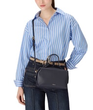 FURLA DOUBLE Bolso bandolera de piel con correa para el hombro azul tinta - Bolsos Mujer - 5