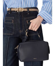 FURLA DOUBLE Bolso bandolera de piel con correa para el hombro azul tinta - Bolsos Mujer - 6