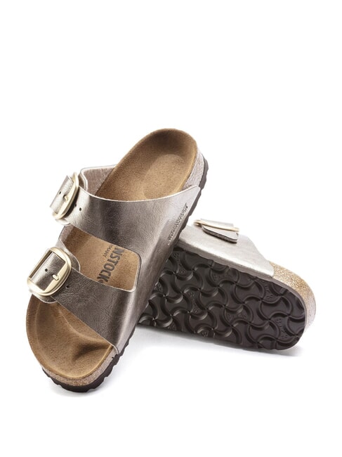 ARIZONA BIG BUCKLE Zapatilla met&aacute;lica con hebillas gris topo - Zapatos Mujer