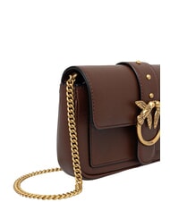 PINKO LOVE ONE POCKET Bolso bandolera de piel vino borgo&ntilde;a-oro antiguo - Bolsos Mujer - 3