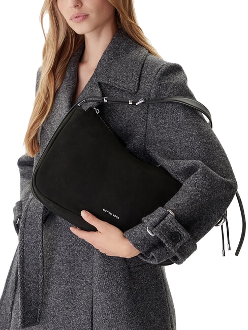 NOLITA Bolso bandolera grande de piel nobuk negro - Bolsos Mujer