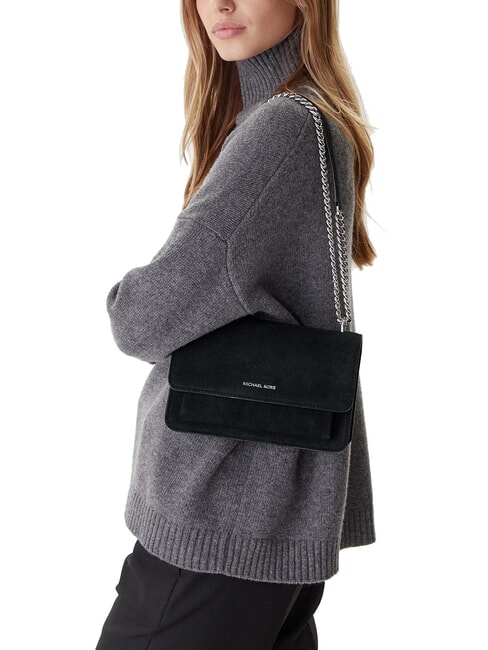 CLAIRE Bolso de hombro de ante negro - Bolsos Mujer