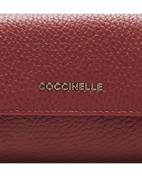 METALLIC SOFT Tarjetero de cuero martillado brandy - Carteras Mujer