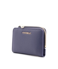 COCCINELLE METALLIC SOFT Tarjetero de piel azul real - Carteras Mujer - 3