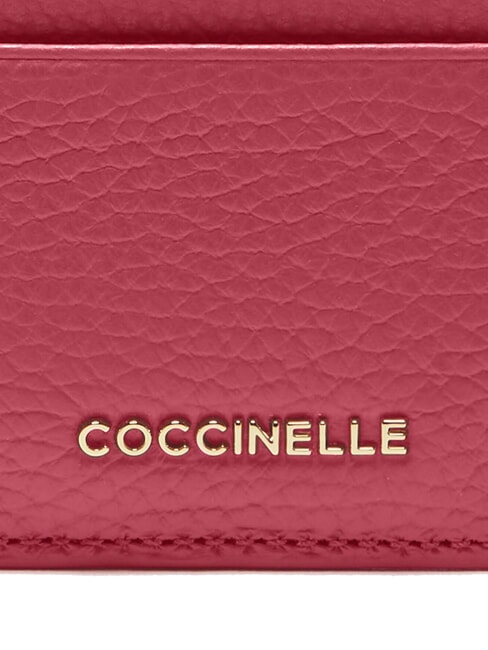 METALLIC SOFT  Tarjetero plano de piel palo de rosa - Carteras Mujer