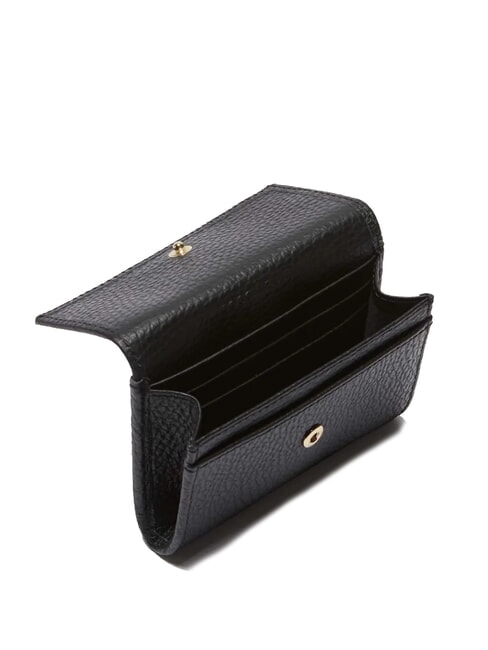 METALLIC SOFT Tarjetero de cuero martillado negro - Carteras Mujer