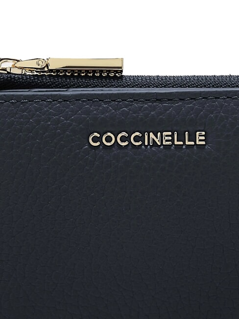 METALLIC SOFT Tarjetero de piel azul medianoche - Carteras Mujer