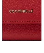 COCCINELLE METALLIC SOFT Cartera peque&ntilde;a en piel texturizada rub&iacute; - Carteras Mujer - 3
