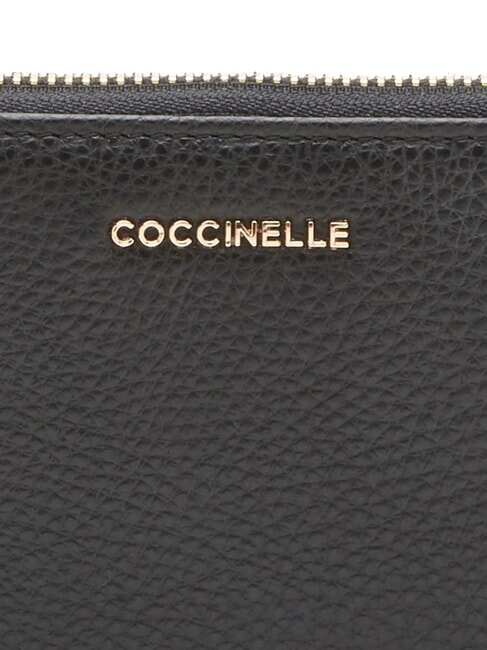 METALLIC SOFT  Cartera mediana de piel negro - Carteras Mujer