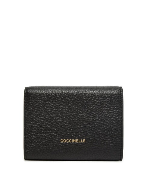 MAGIE Cartera mediana de piel martillada negro - Carteras Mujer