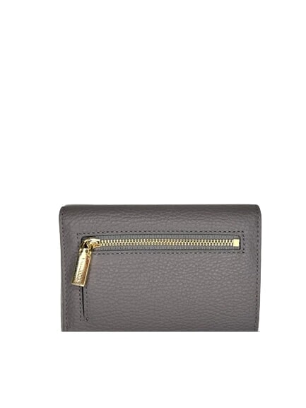 METALLIC SOFT Cartera mediana de piel martillada grafito - Carteras Mujer