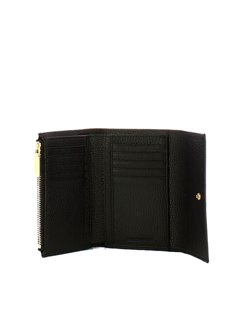 METALLIC SOFT Cartera mediana de piel martillada negro - Carteras Mujer