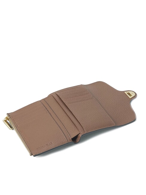 BEAT SOFT Cartera mediana de piel martillada topo c&aacute;lido - Carteras Mujer