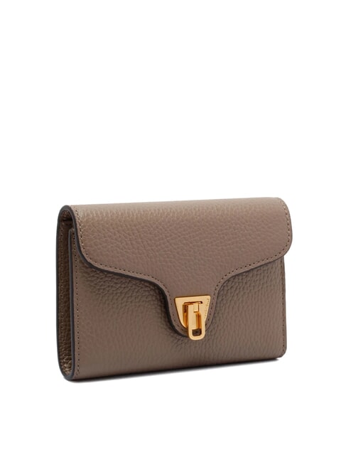 BEAT SOFT Cartera mediana de piel martillada topo c&aacute;lido - Carteras Mujer