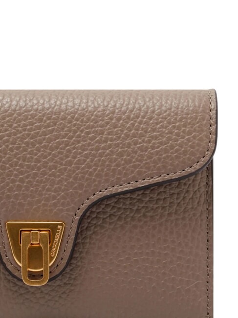 BEAT SOFT Cartera mediana de piel martillada topo c&aacute;lido - Carteras Mujer