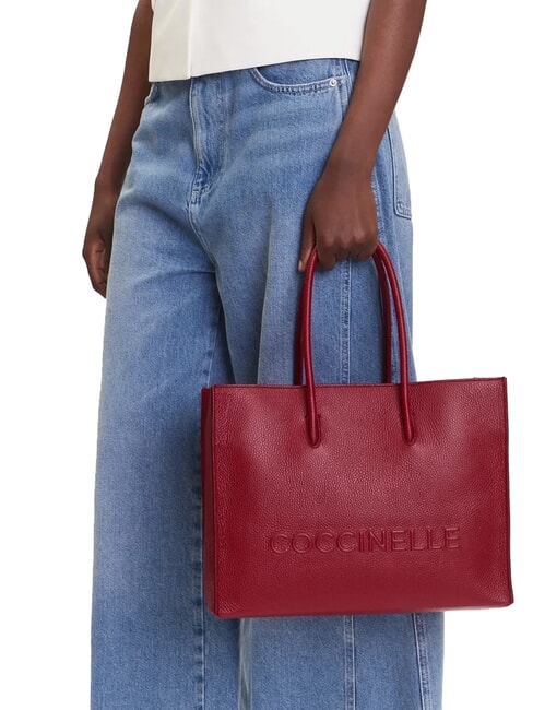 MYRTHA MAXI LOG Bolsa de compras de cuero martillado sangr&iacute;a - Bolsos Mujer