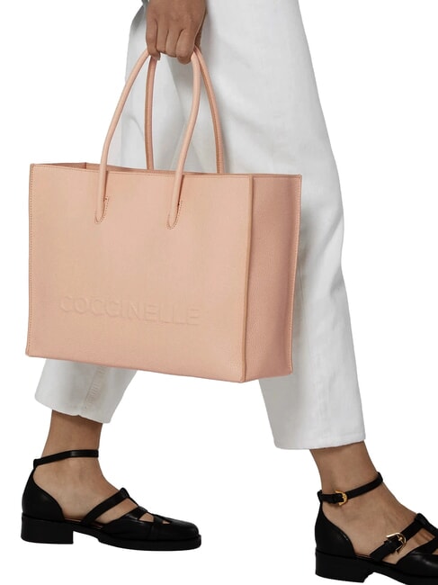 MYRTHA MAXI LOG Bolsa de compras de cuero martillado rosetas - Bolsos Mujer