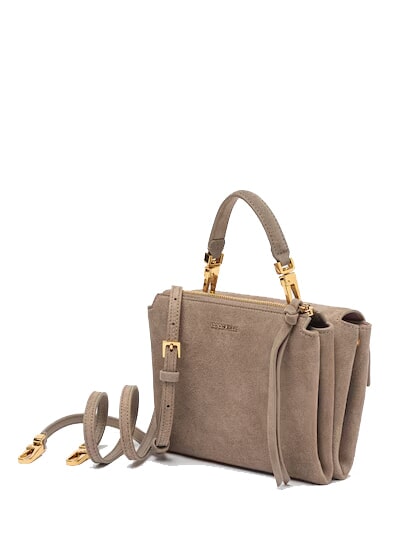 ARLETTIS SUEDE DROPLET Mini bolso de piel con bandolera topo c&aacute;lido - Bolsos Mujer