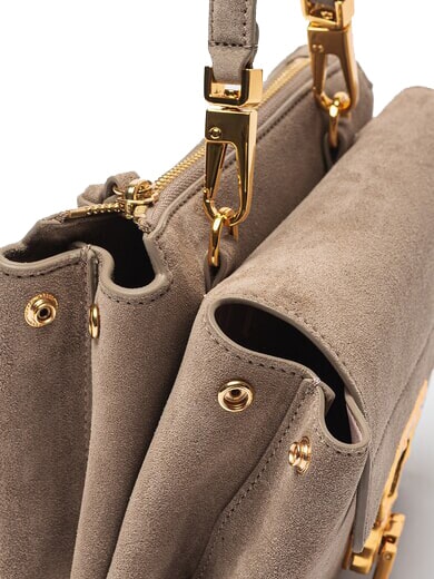 ARLETTIS SUEDE DROPLET Mini bolso de piel con bandolera topo c&aacute;lido - Bolsos Mujer