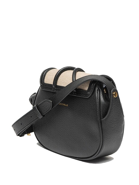 CARMY CANVAS Bolso de hombro de piel y lona natural / noir - Bolsos Mujer