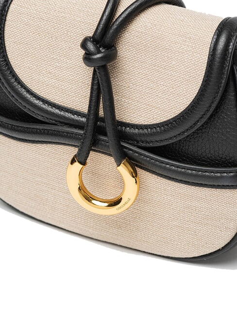 CARMY CANVAS Bolso de hombro de piel y lona natural / noir - Bolsos Mujer