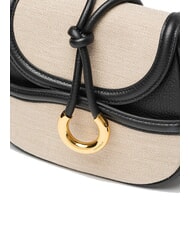 COCCINELLE CARMY CANVAS Bolso de hombro de piel y lona natural / noir - Bolsos Mujer - 3