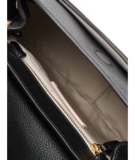 COCCINELLE CARMY CANVAS Bolso de hombro de piel y lona natural / noir - Bolsos Mujer - 4