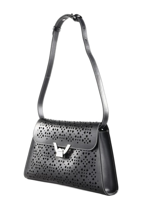 DEW COW PERFORED Bolso de hombro de piel negro - Bolsos Mujer