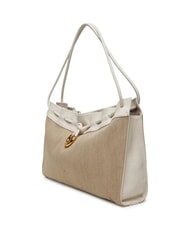 COCCINELLE ISABELA CANVAS Bolso hobo de lona y piel natural/blanco - Bolsos Mujer - 2