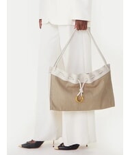 COCCINELLE ISABELA CANVAS Bolso hobo de lona y piel natural/blanco - Bolsos Mujer - 5