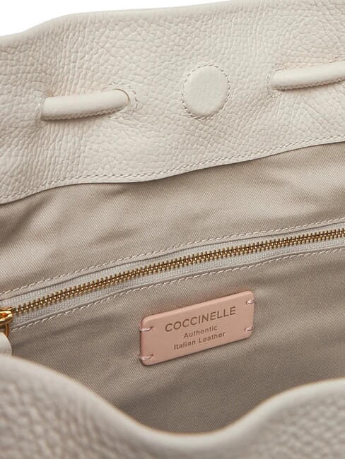 ISABELA CANVAS Bolso hobo de lona y piel natural/blanco - Bolsos Mujer