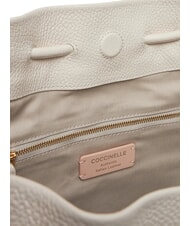 COCCINELLE ISABELA CANVAS Bolso hobo de lona y piel natural/blanco - Bolsos Mujer - 6