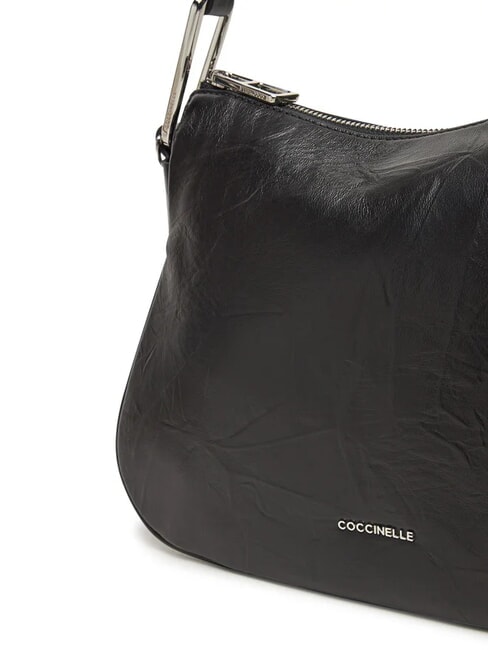 MAGIE WRINKLED Bolso bandolera de piel con bandolera negro - Bolsos Mujer