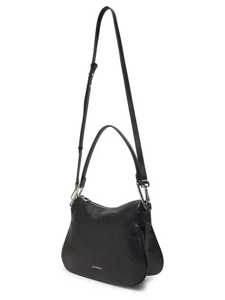 MAGIE WRINKLED Bolso bandolera de piel con bandolera negro - Bolsos Mujer