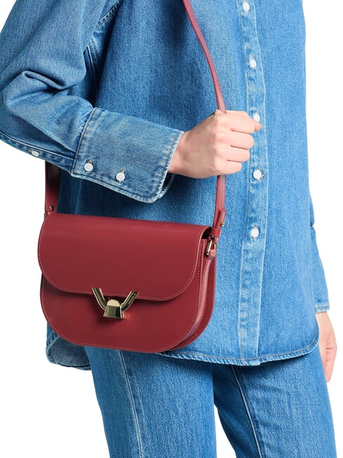 DEW SHINY CALF Bolso de hombro de piel cepillada brandy - Bolsos Mujer