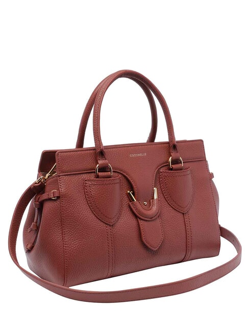 YORK Bolso de piel con bandolera brandy - Bolsos Mujer