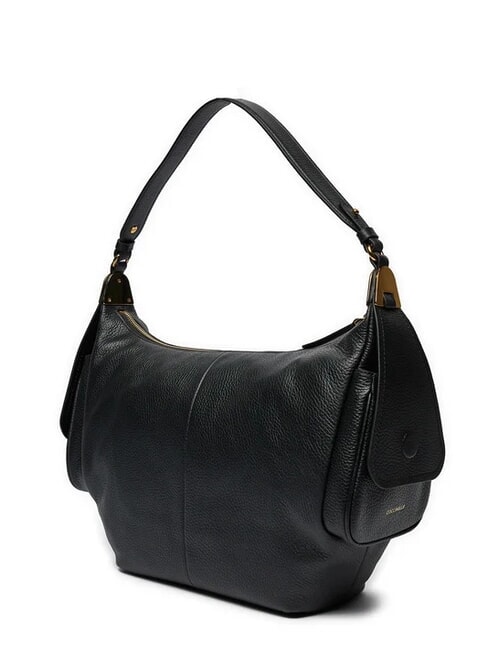 CAMPUS Bolso de hombro tipo hobo de piel martillada negro - Bolsos Mujer