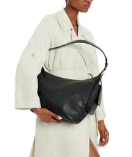 COCCINELLE CAMPUS Bolso de hombro tipo hobo de piel martillada negro - Bolsos Mujer - 4