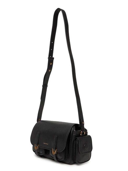 CAMPUS Bolso de hombro de piel martillada negro - Bolsos Mujer