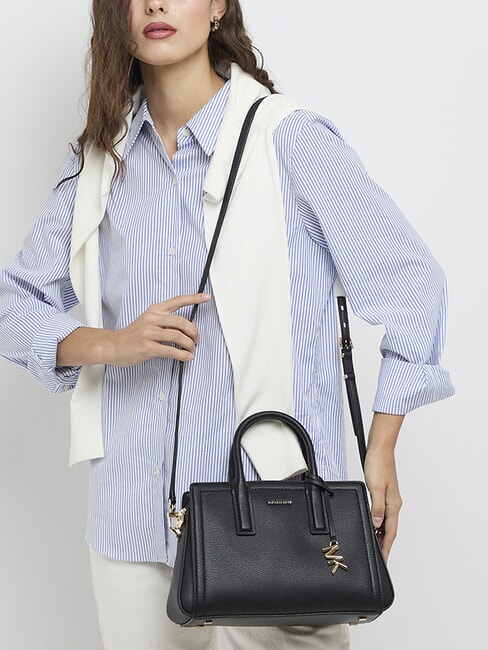 LAILA Bolso de piel con bandolera negro - Bolsos Mujer