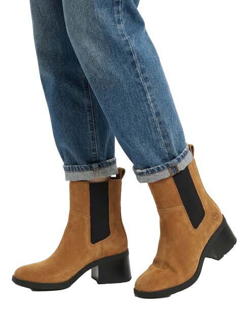 BELLEVAUX Botines gamuza marr&oacute;n media - Zapatos Mujer