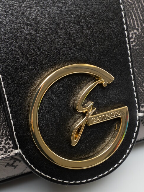 PLANETARIUM Bolso de hombro con solapa monocrom&aacute;tico gris claro/negro - Bolsos Mujer