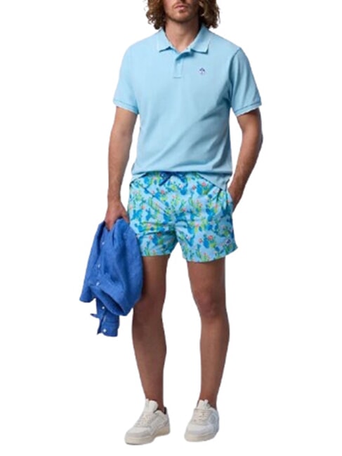 COLLAR STRIPED Polo de manga corta de algod&oacute;n azul suave - camisa polo