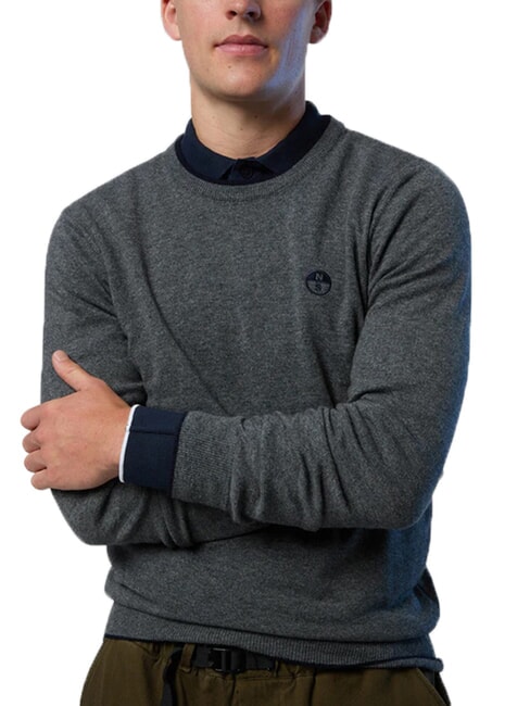 N|S Su&eacute;ter de cuello redondo mezcla gris medio - Su&eacute;teres de los hombres