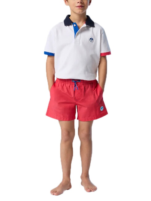 BASIC Calzoncillos tipo b&oacute;xer de playa estilo voleibol rojo psic&oacute;pata - Trajes de ba&ntilde;o para ni&ntilde;os