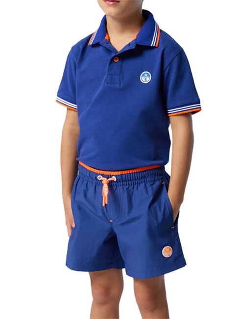 BASIC Calzoncillos tipo b&oacute;xer de playa estilo voleibol azul el&eacute;ctrico - Trajes de ba&ntilde;o para ni&ntilde;os
