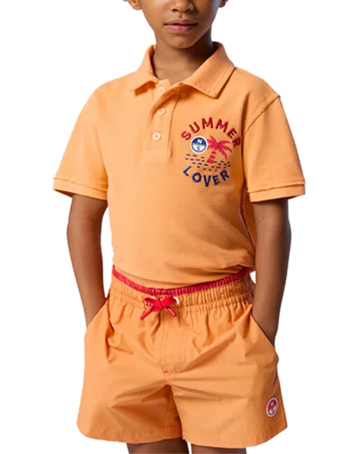 BASIC Calzoncillos tipo b&oacute;xer de playa estilo voleibol naranja claro - Trajes de ba&ntilde;o para ni&ntilde;os